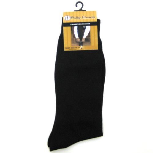 Mens 10-13 Solid Black Casual Sock Case Pack 12