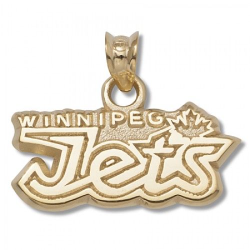 10k Yellow Gold Nhl Winnipeg Jets Pendant Word Mark Logo