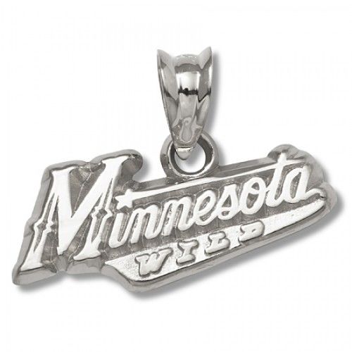 Sterling Silver Nhl Minnesota Wild Pendant Word Mark Logo
