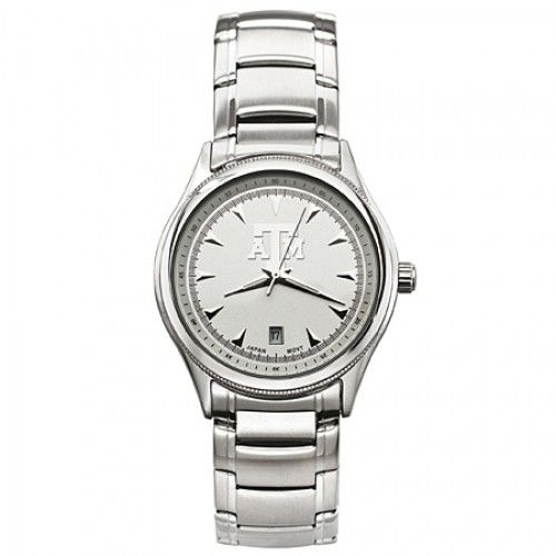 Men'S Tam Logo Texas a&M University Watch in Stainless Steel - Push Button
