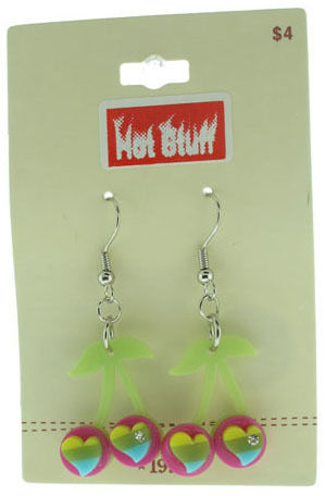 Hot Stuff"" Department Store Acrylic Cherry Earrings Case Pack 120