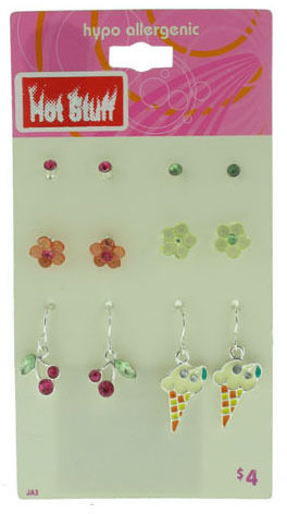 Hot Stuff"" Department Store 6 Per Card Earring Set Case Pack 120