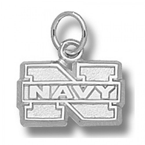 N Navy Charm in 10kt White Gold - Polished Finish - Fascinating