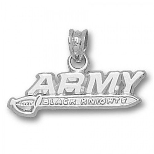 10k White Gold Black Knights Military Pendant ""Army"" Sword