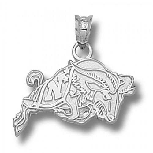 14k White Gold U.S. Naval Academy Midshipmen Military Pendant - Bill the Goat