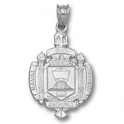 10k White Gold U.S. Naval Academy Midshipmen Military Pendant - Seal