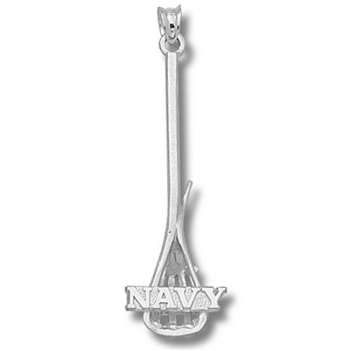 10k White Gold U.S. Naval Academy Midshipmen Military Pendant - Lacrosse