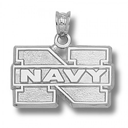 10k White Gold U.S. Naval Academy Midshipmen Military Pendant - ""N Navy