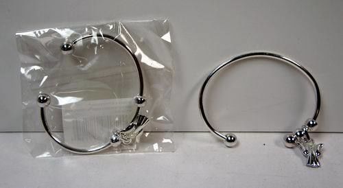 Silver Cuff Bracelet with Dangling Angel Charm Case Pack 36