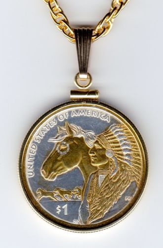 Gorgeous 2-Toned Gold and Silver U.S. Native American Coin Necklaces