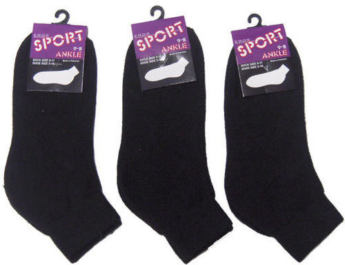 Women's Black Ankle Socks, Size 9-11 Case Pack 120