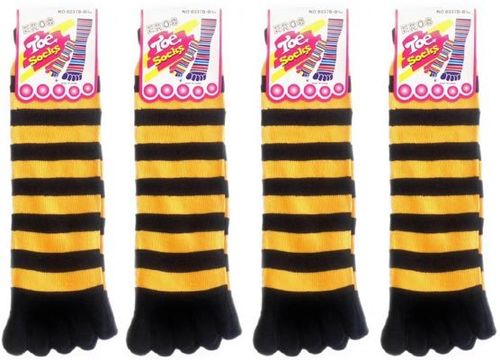 Women's Striped Toe Socks-Black &Gold Case Pack 120
