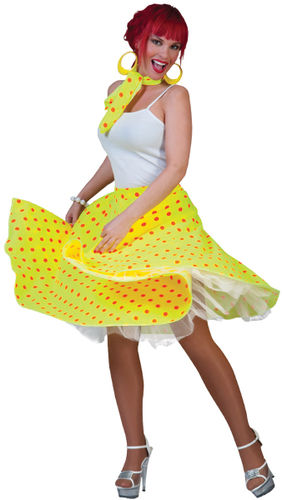 Women's Costume: Sock Hop Skirt- Yellow/Orange