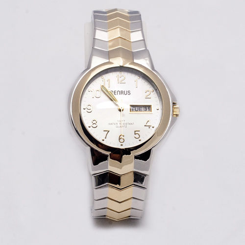 Benrus Two Tone Silver and Gold Stylish Mens Wristwatch