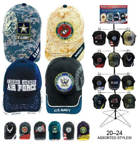 Offically Licensed Military Ball Caps 20 To 24 Designs And Styles Case Pack 96
