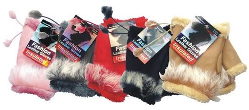 Ladies Half Furry Gloves Case Pack 72