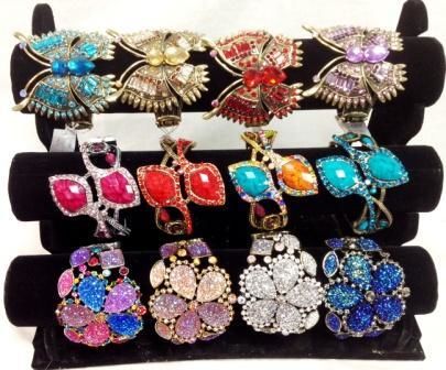 Lady's Fancy Bangle With Crystals Assorted Case Pack 24