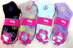 Peace Sign Girl Socks fits size 5-8 Case Pack 72