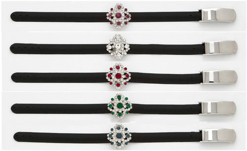 Austrain Crystal Bracelets w/Black Strap- Flower Case Pack 12