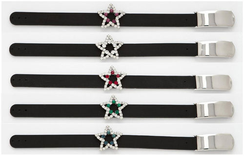 Austrian Crystal Bracelets w/Black Strap - Star Case Pack 12