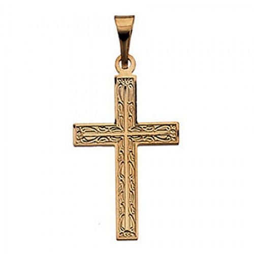 14k Yellow Gold Cross Pendant Elegant Design