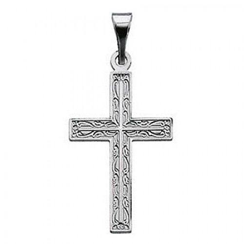 14k White Gold Cross Pendant Elegant Design
