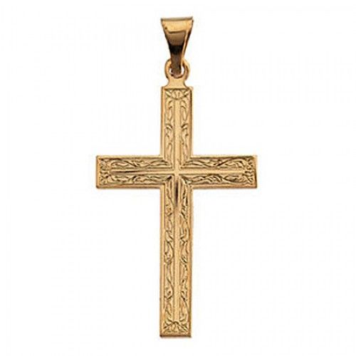 14k Yellow Gold Cross Pendant Chic Design