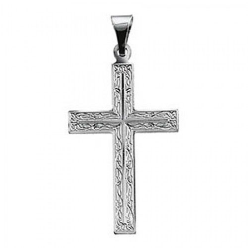 14k White Gold Cross Pendant Chic Design