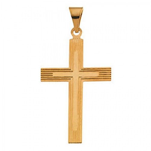 14k Yellow Gold Cross Pendant Contoured Design
