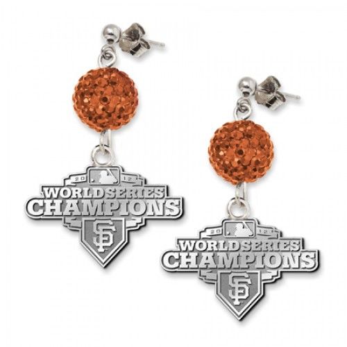 Crystal Sf Giants Earrings in Sterling Silver - Post W/ Back - Round