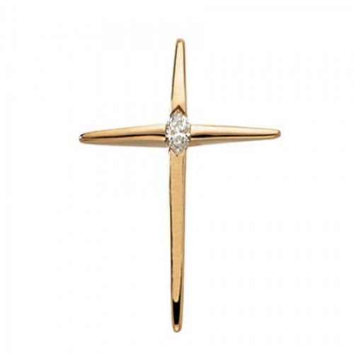 14k Yellow Gold Tapered Diamond Center Cross Pendant
