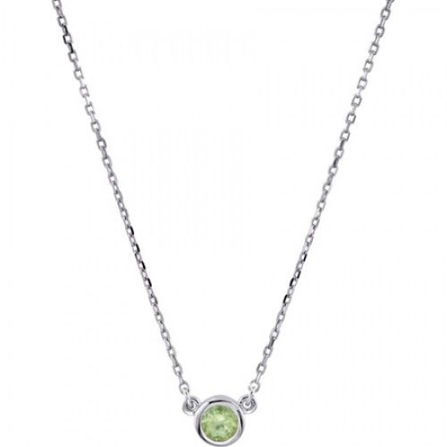 Peridot Necklace in Sterling Silver - Spring Ring - Round Shape - Remarkable