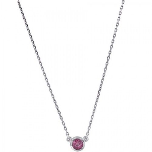 Rhodolite Garnet Necklace in Sterling Silver - Spring Ring - Round Shape