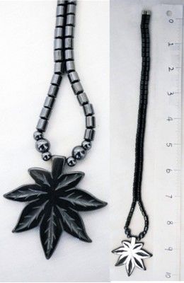 Magnetic Hematite Necklaces 17-18"" Mariguana Pendant Case Pack 120