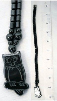 Magnetic Hematite Necklaces 17-18"" Owl Pendant Case Pack 120