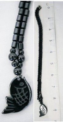 Magnetic Hematite Necklaces 17-18"" Fish Pendant Case Pack 120