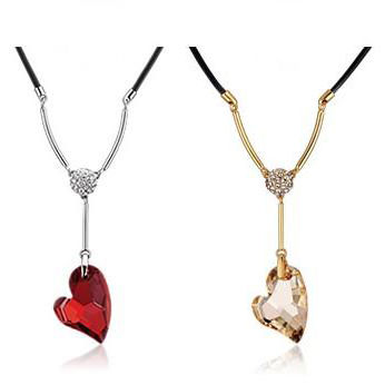 Artificial Crystal Glass Heart Necklace for Women's Fahsion