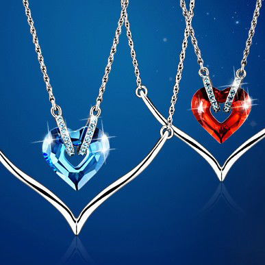 Romantic Sunset Love Pendant Necklace Bracelet Swarovski Crystal for Women