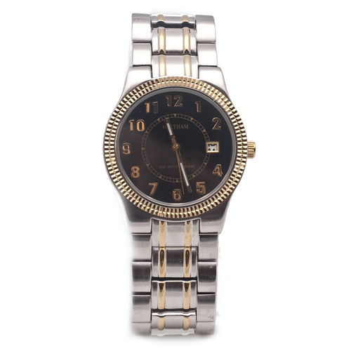 Silver Black Face Gold Analog Men's Watch