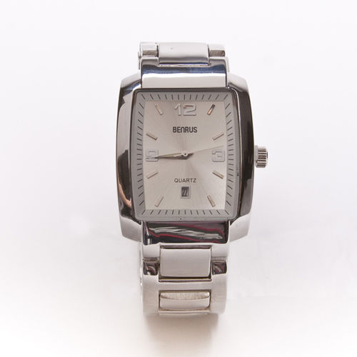 Silver Square Analog Metal Band Men's Watch