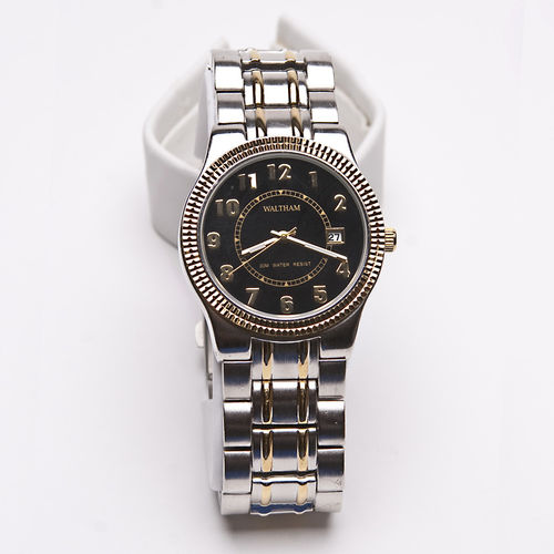 Silver And Gold Circular Analog Metal Band Men's Watch