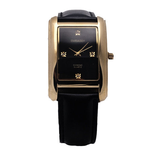 Blackleather  Band Square Analog Men's Watch