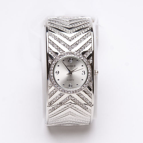 Silver  Cuff Diamonds Women's watch