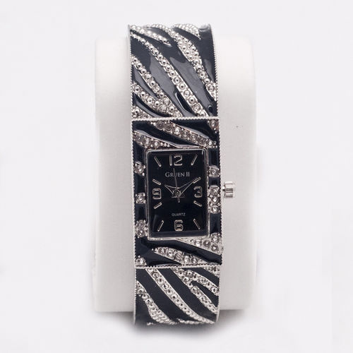 Cuff Black And Silver  square Women's Watch