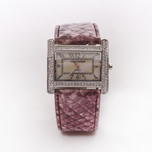 Square face Pink And White With Diamonds Band Analog Women's watch