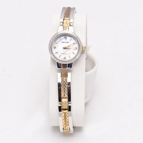 Silver And Gold Circular Analog Women's Watch