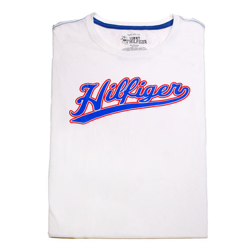 Tommy Hilfiger T-  Shirt 100% Cotton White And Blue Size XL/XG