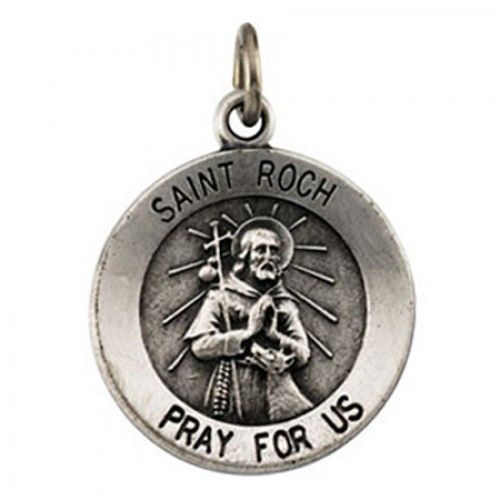 Sterling Silver St. Roch Religious Medal - Saint of Invalids 'Pray For Us'