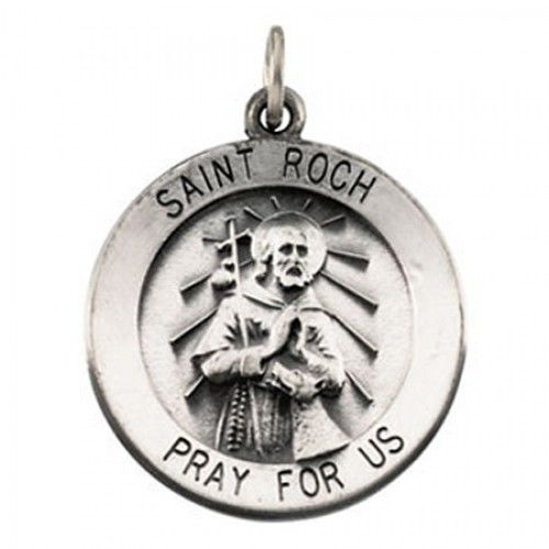 Sterling Silver St. Roch Religious Medal - Saint of Invalids - 18.5mm