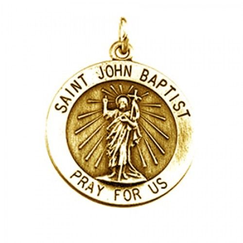 14k Yellow Gold St. John Religious Medal - the Baptist 'Pray For Us' - 12mm